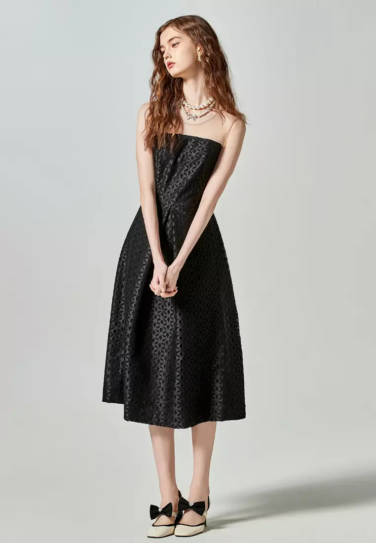 Retro Black Cocktail Dress With Side Pockets