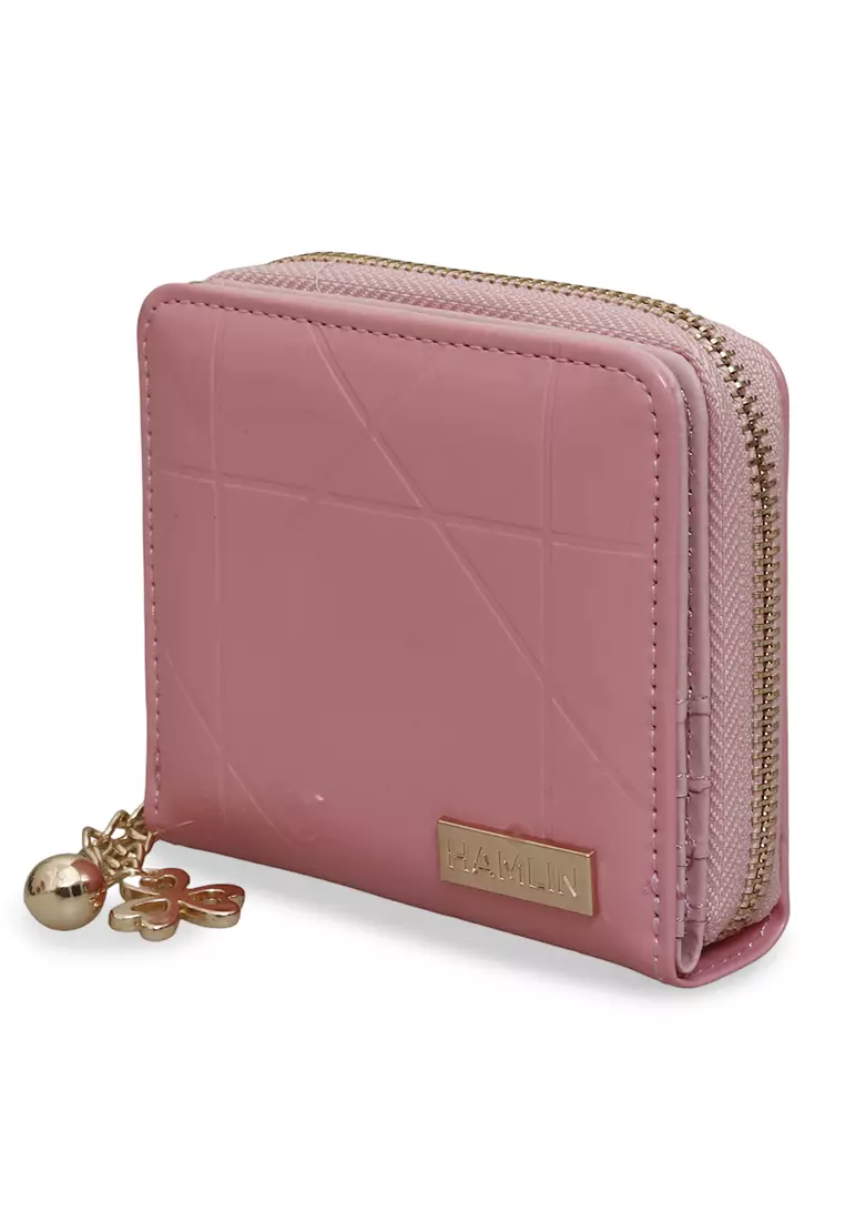 Fisseha Dompet Lipat Wanita Many Slot Mini Wallet Motif Polos Material Leather ORIGINAL - Pink