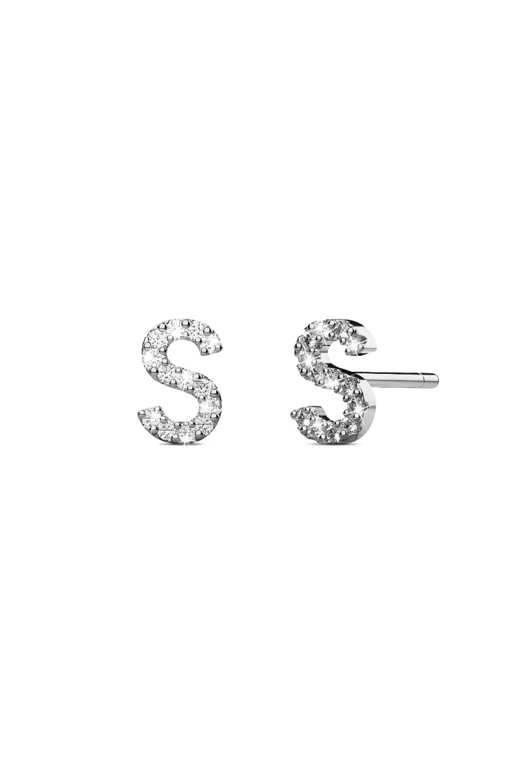 White gold deals letter earrings