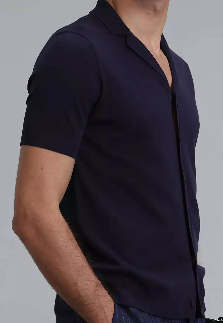 Collared Short Sleeves Knit Shirt