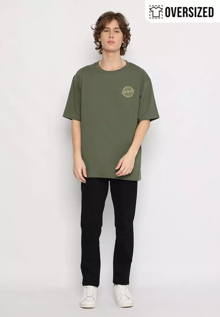 RBJ T-Shirt Cotton Green Forest Oversized Pria 2079230301