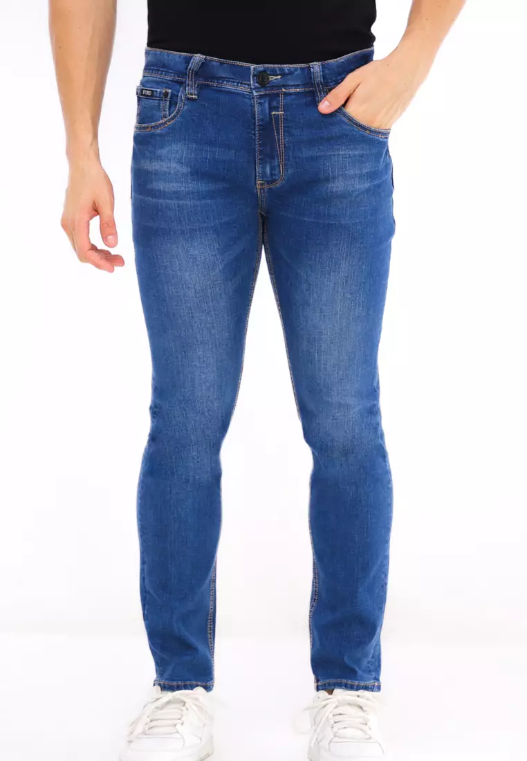 Denim Long Pants Slim Tapered Fit Stretch