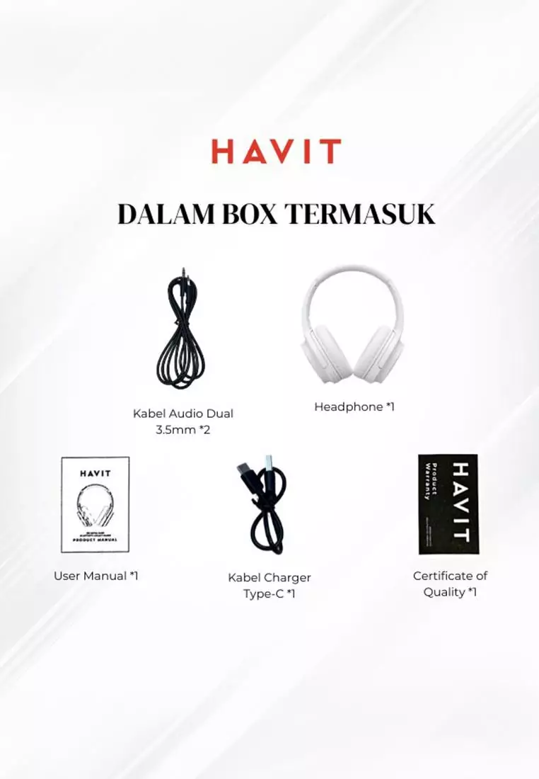 Jual Havit Havit i62 Wireless BT Headphones Over Ear Stereo 90 ...