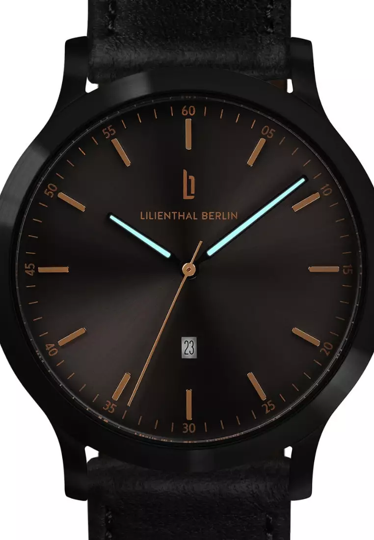 Huxley Black Bronze - Black Leather Strap