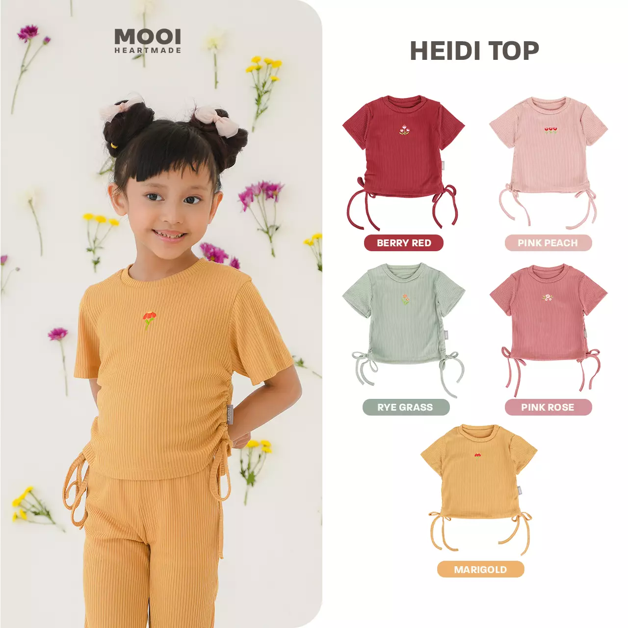 Mooi Atasan Anak Perempuan Heidi Top - Rye Grass