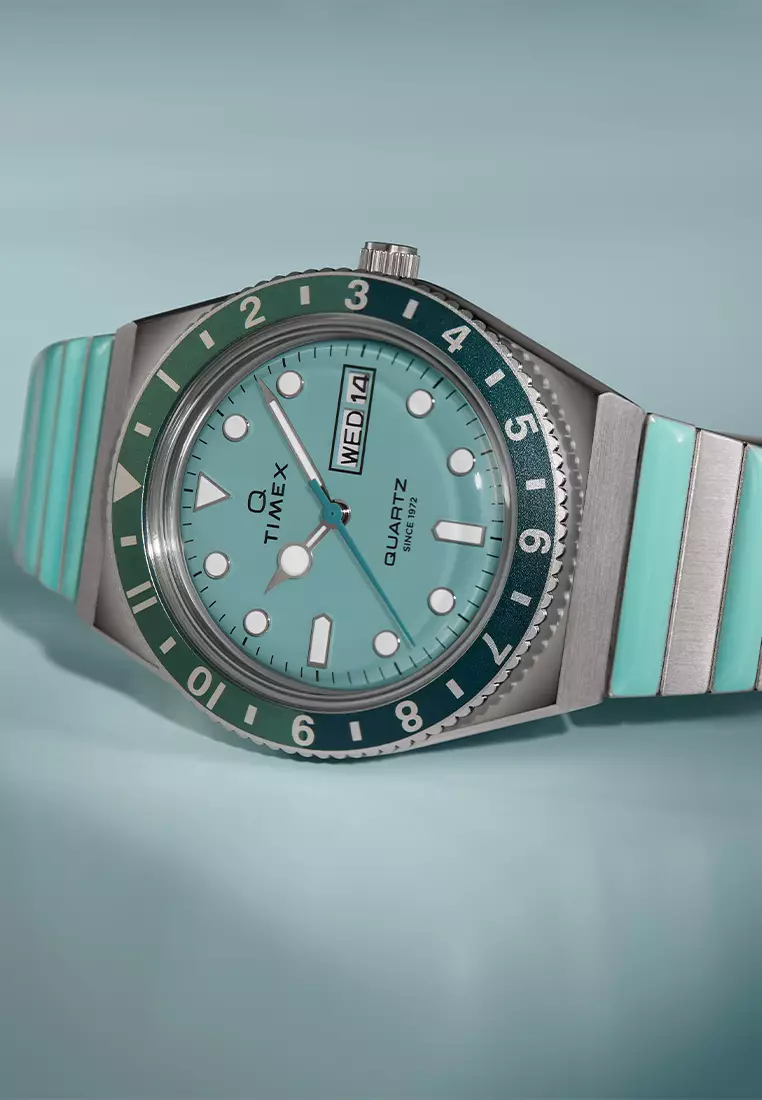 Timex Q Timex® Blue Stainless Steel Analog Quartz Watch For Women TW2W87800