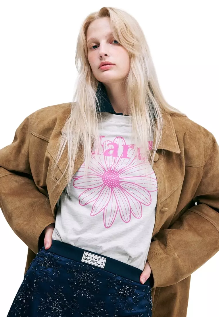 Slim Tshirt Flowermardi - Oatmeal Pink