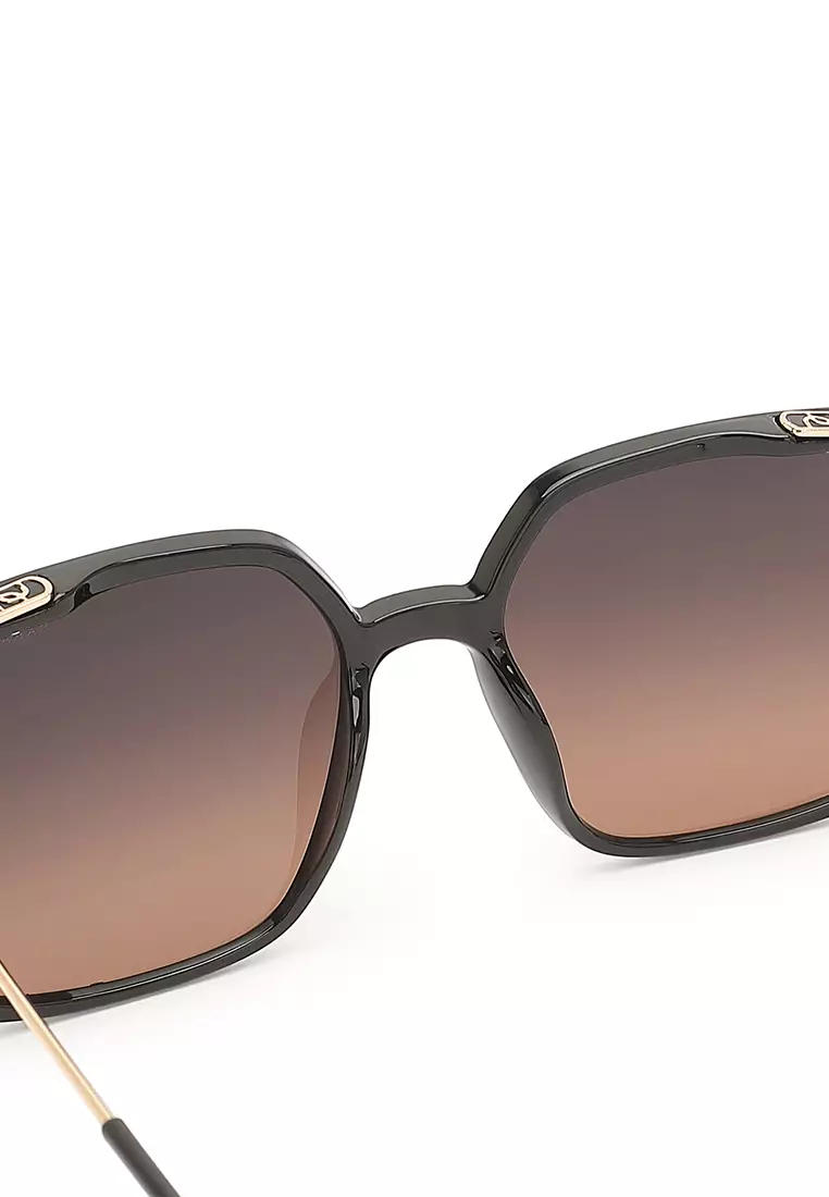 Unisex Fashion Sunglasses - Glossy Black / Grey-Orange