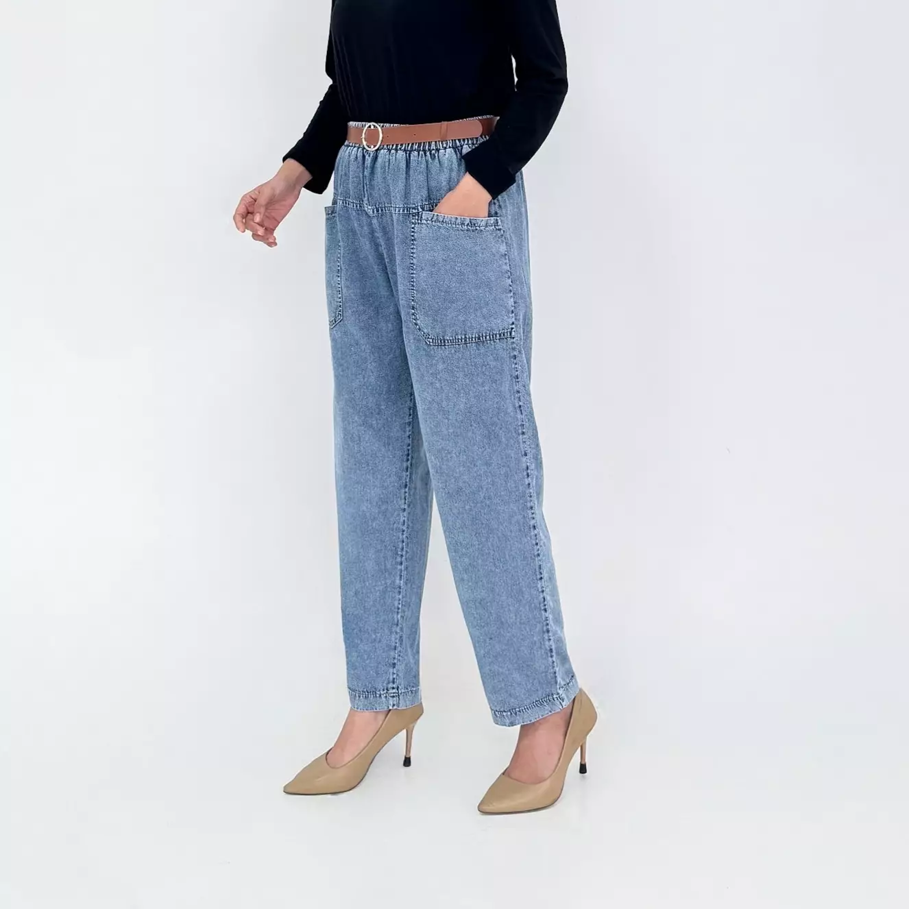 IZZA BAGGY DENIM PANTS Celana Panjang Soft Jeans Wanita