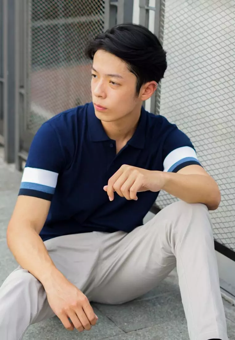 Kale Dion Navy Blue / Polo Shirt  Pria / Kaos Kerah Casual