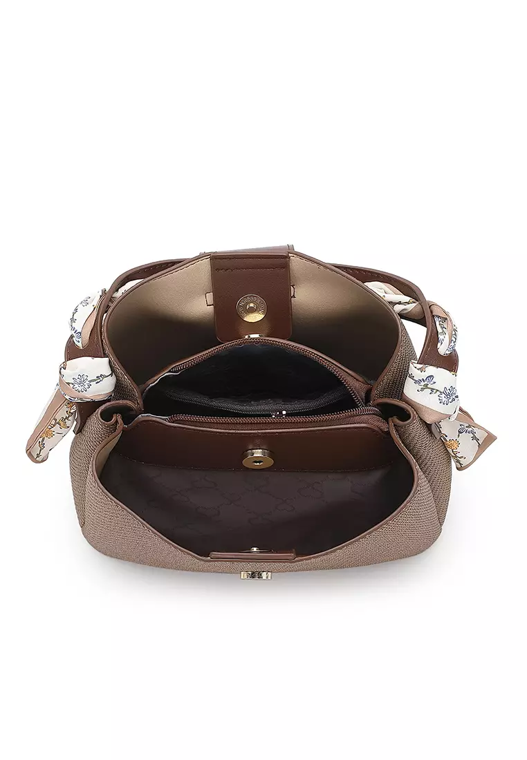 Women's Top Handle Bag / Sling Bag / Crossbody Bag / Shoulder Bag (Tas Tangan Wanita / Tas Selempang Wanita / Tas Bahu Wanita) - Cokelat