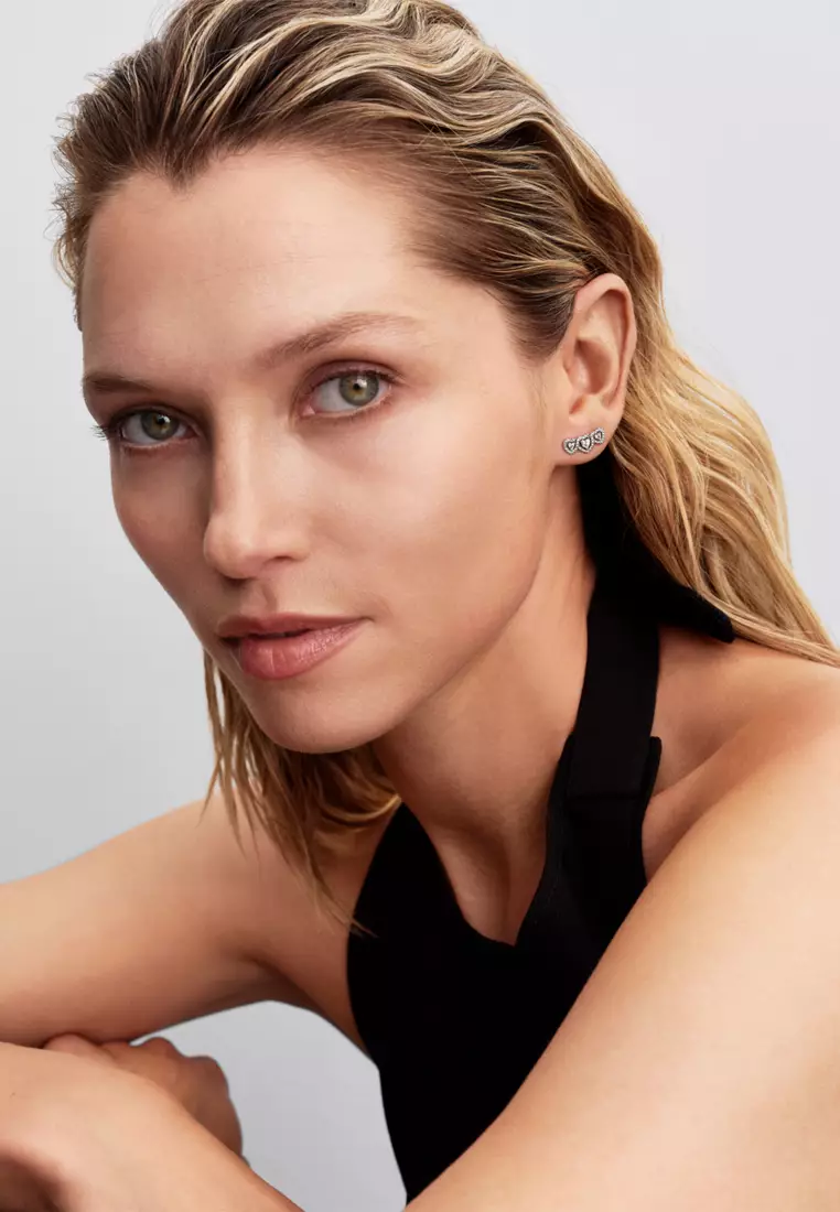 Pandora Halo Heart Trilogy Stud Earrings