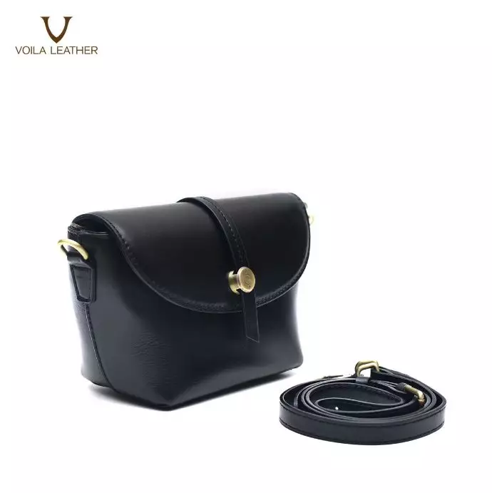 VOILA LEATHER Tas Selempang Wanita Kulit Asli Genuine Leather Sling Bag AMARA Black