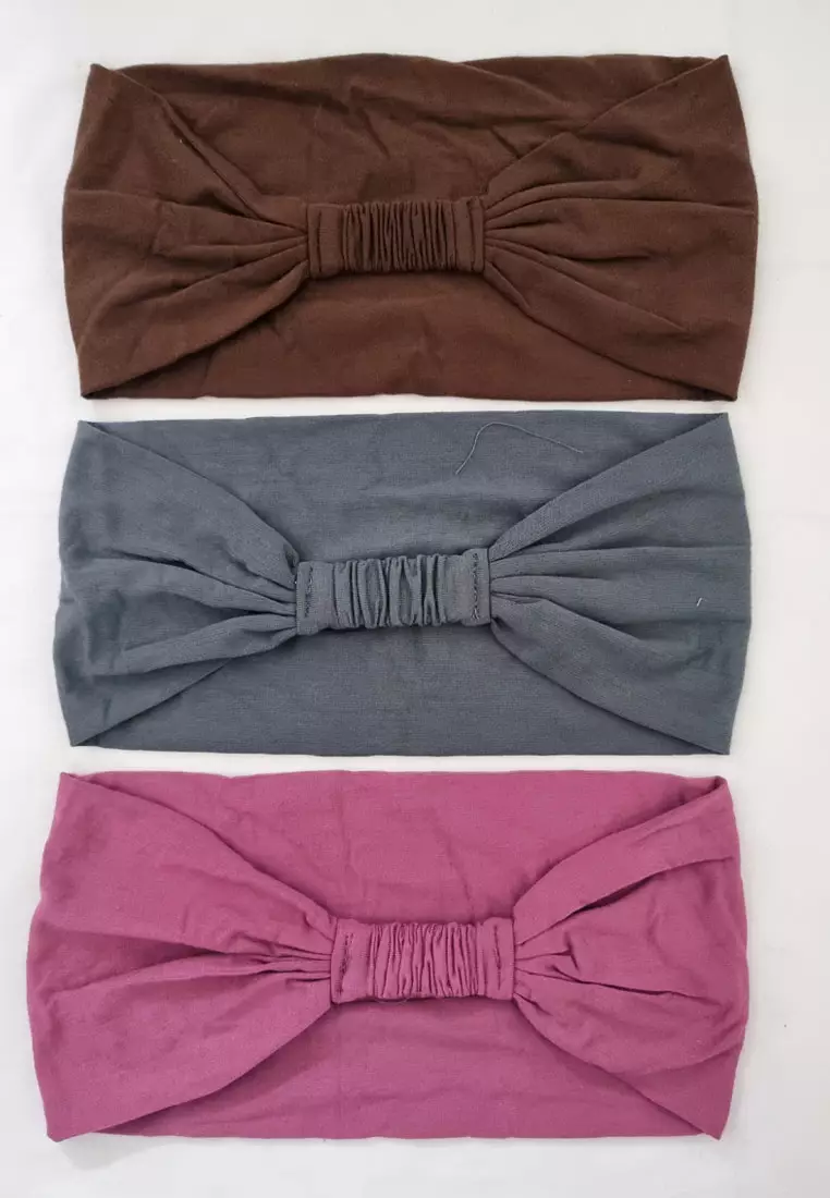 3 in 1 Bandana Rayon Lavender, Grey & Coffee