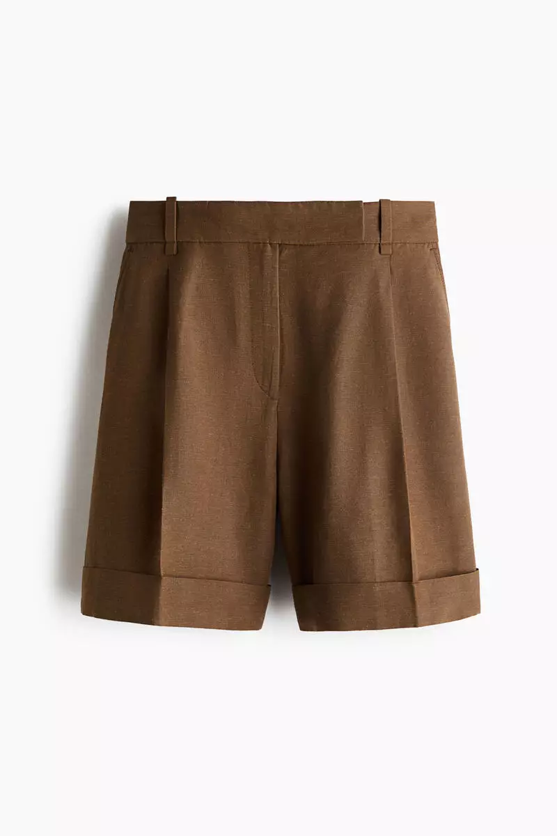 Tailored linen-blend shorts