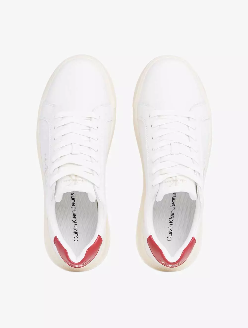 CALVIN KLEIN FOOTWEAR - CHUNKY CUPSOLE MONO LEATHER TRAINERS - White - white