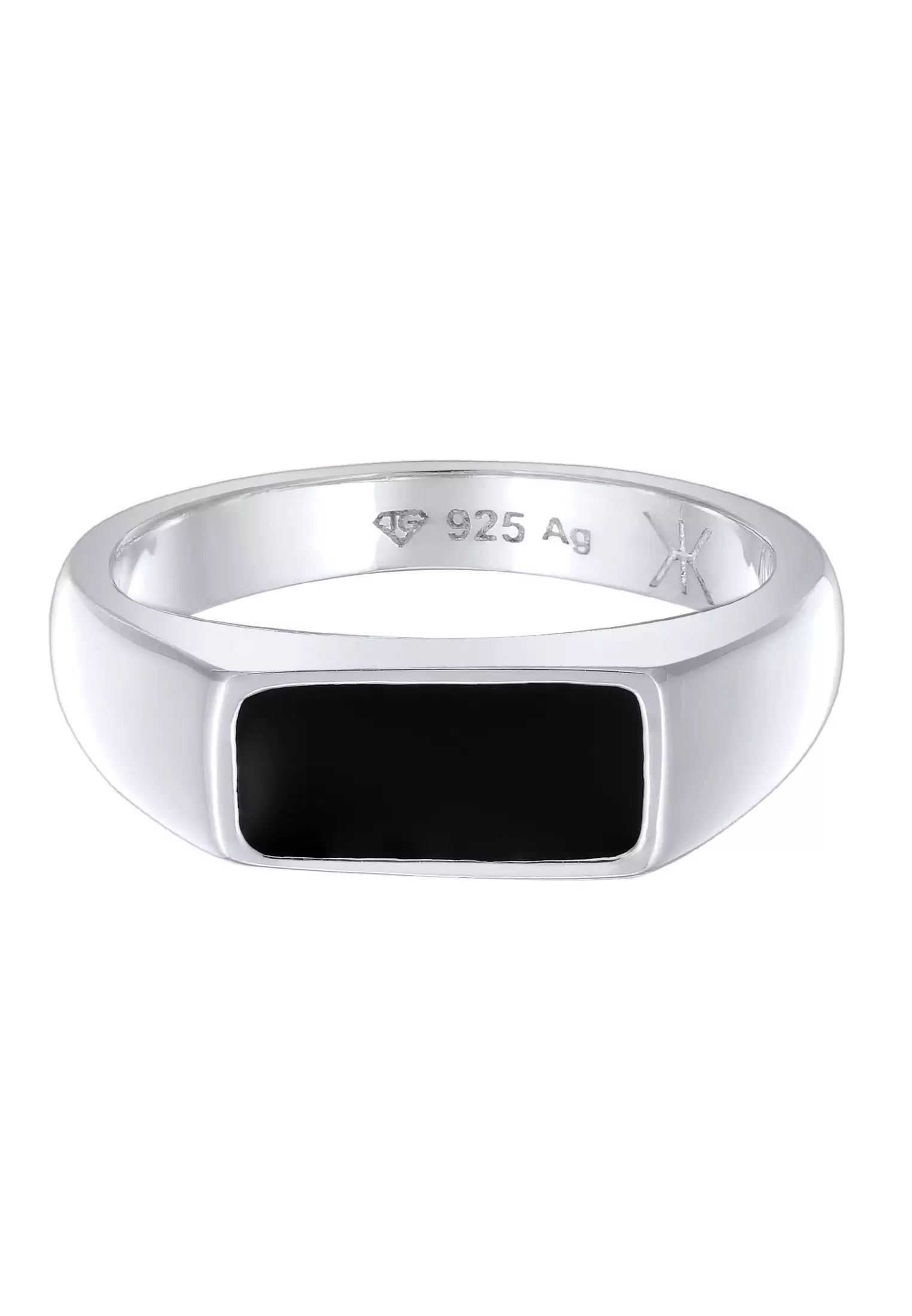 Men’s Silver Narrow Enamel Signet Ring