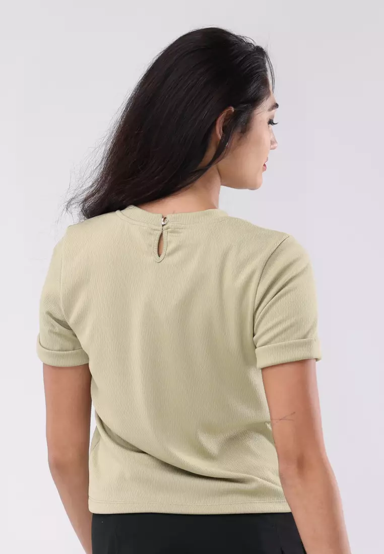 Short Slvs. Round Neck Basic Top