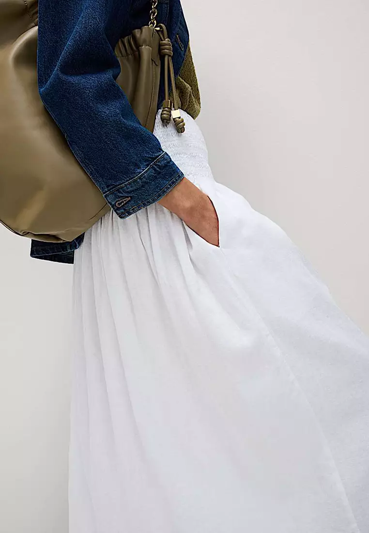 Linen Rich Maxi A-Line Skirt