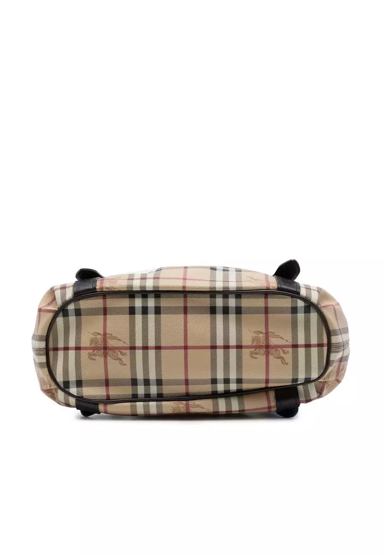 Pre-Loved Burberry Small Haymarket Check Coated Canvas Northfield Satchel