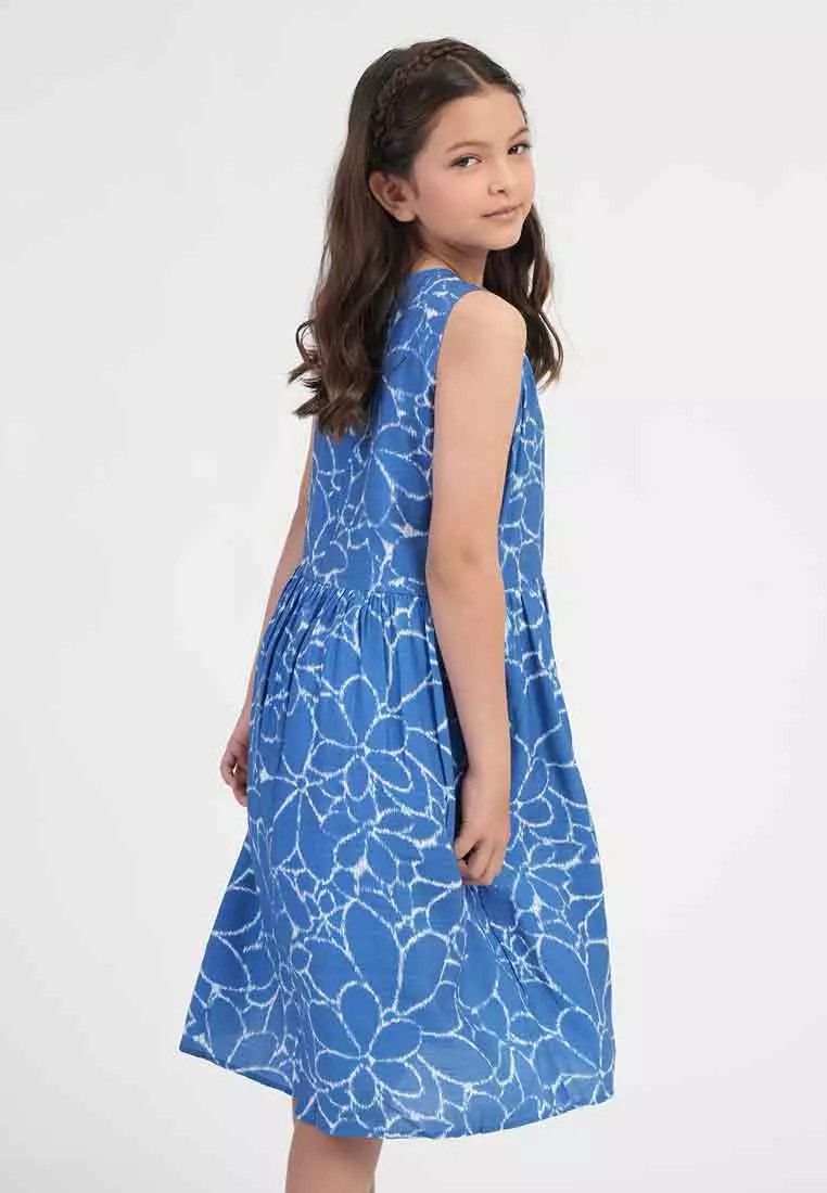  Treehouse Drea Floral Ikat Print Girl’s Dress