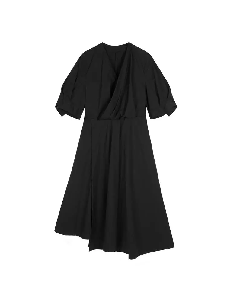 V-Neck Long Short Sleeve Dress