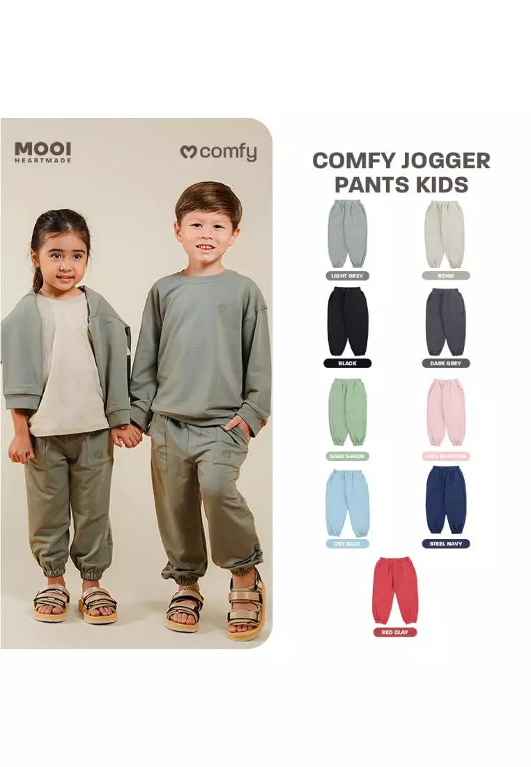 Mooi Celana Jogger Anak Comfy Jogger Pants Kids - Red Clay