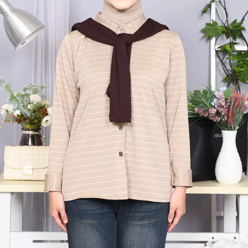 Talya Kemeja Atasan Wanita 2in1 - Latte M19995 R45S4