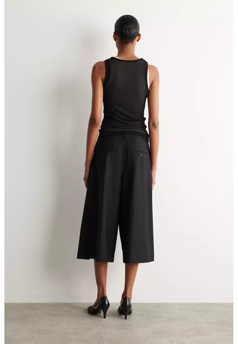 PLEATED WOOL-BLEND CULOTTES