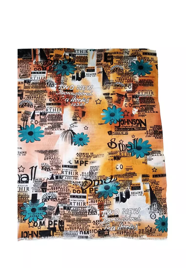 Newspaper Design Printed Scarf Multicolour