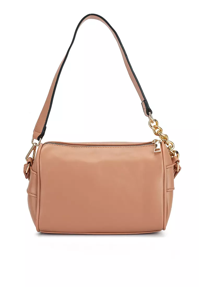 Debossed Convertible Top Handle Bag With Front Zip