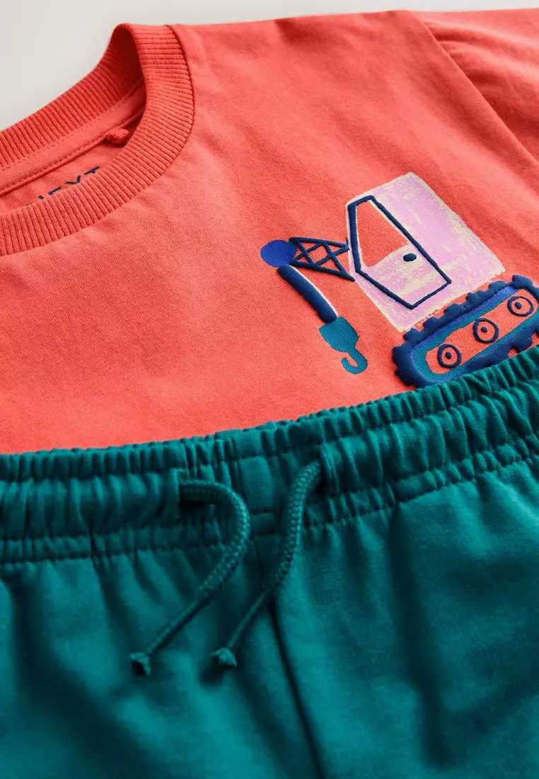 Short Sleeve Back Print T-Shirt and Shorts Set