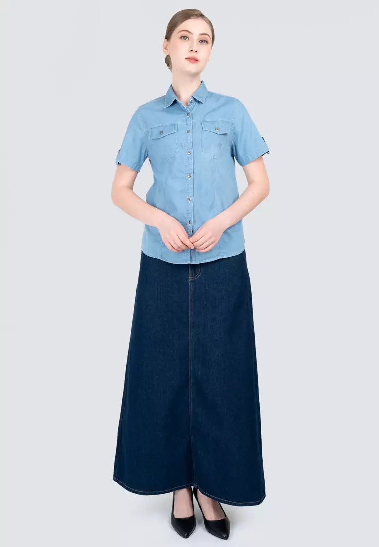 Polo Haus - Women’s Signature Fit Denim Short Sleeve Shirt WWSSV003