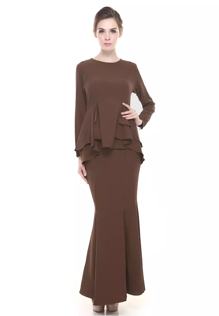 Lora Peplum in Dark Brown