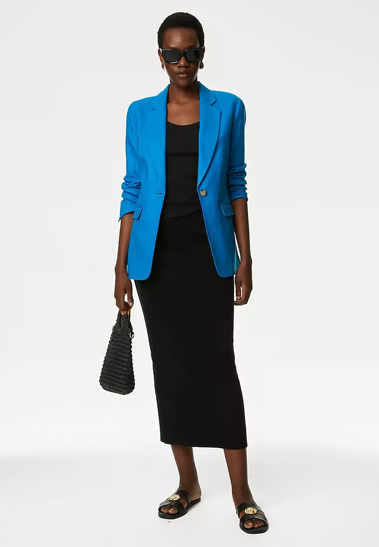 Linen Rich Single Breasted Blazer