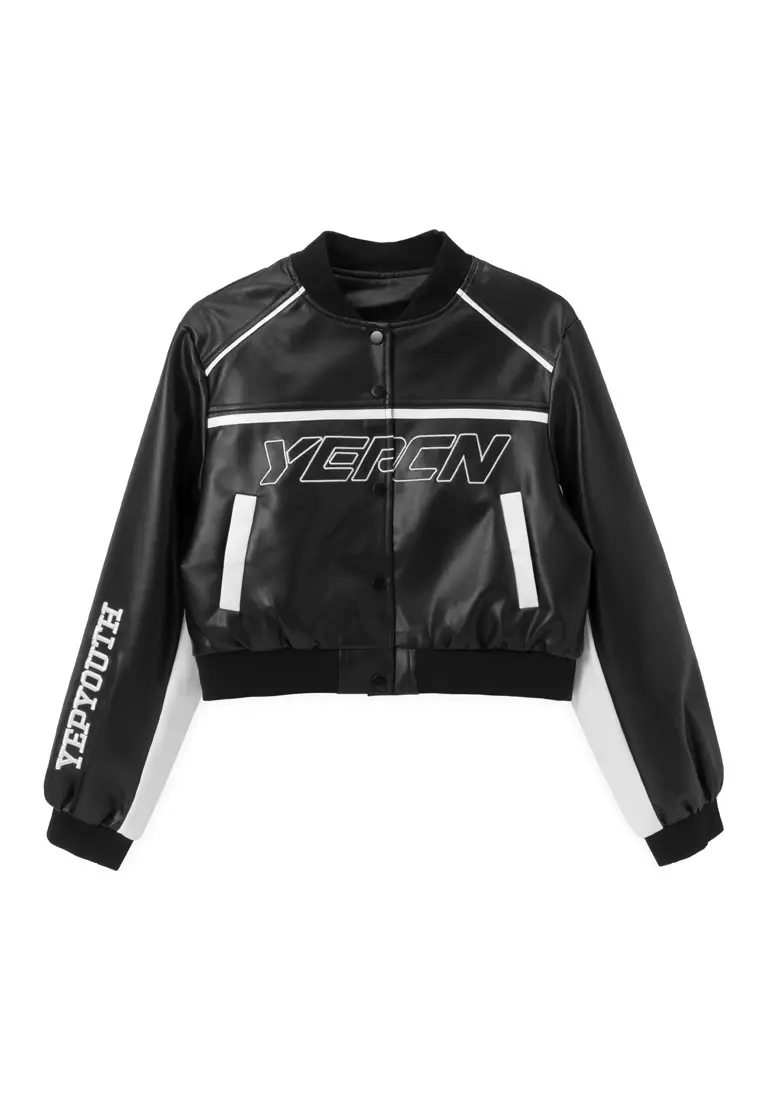 DRUM Women Faux Leather Jacket- Black