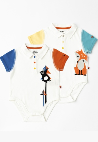 Vauva white Vauva -  Organic Cotton Baby 2-Packs Fox & Bear Bodysuits 5FB37KA69B5E31GS_1