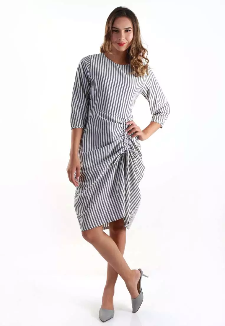 Shaved Stripe Midi Dress