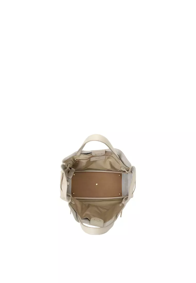 SAOIRSE Soft Structural Belt Tote Bag - Cream Beige