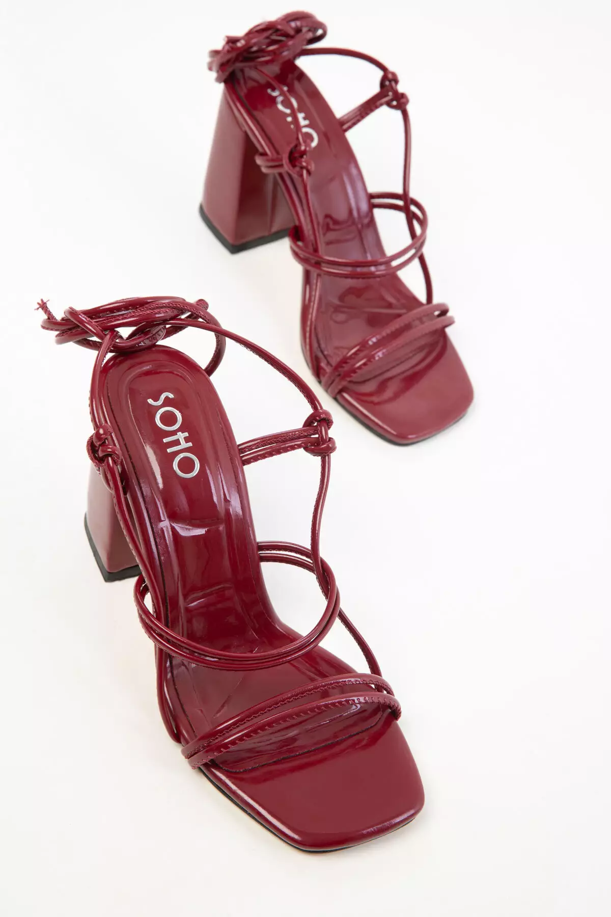 Claret Red Patent Leather Women'S Classic Heeled Shoes 20363
