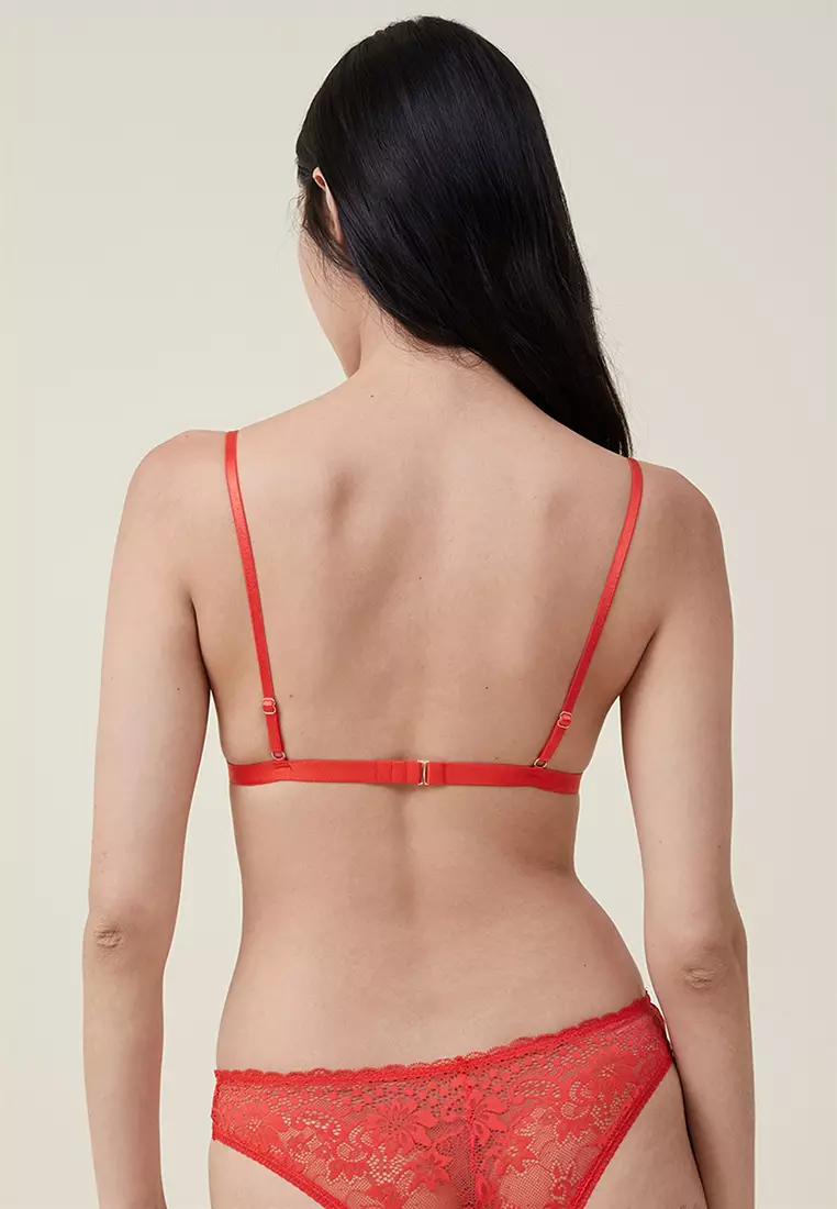 Cotton:On lace apex bralette in red