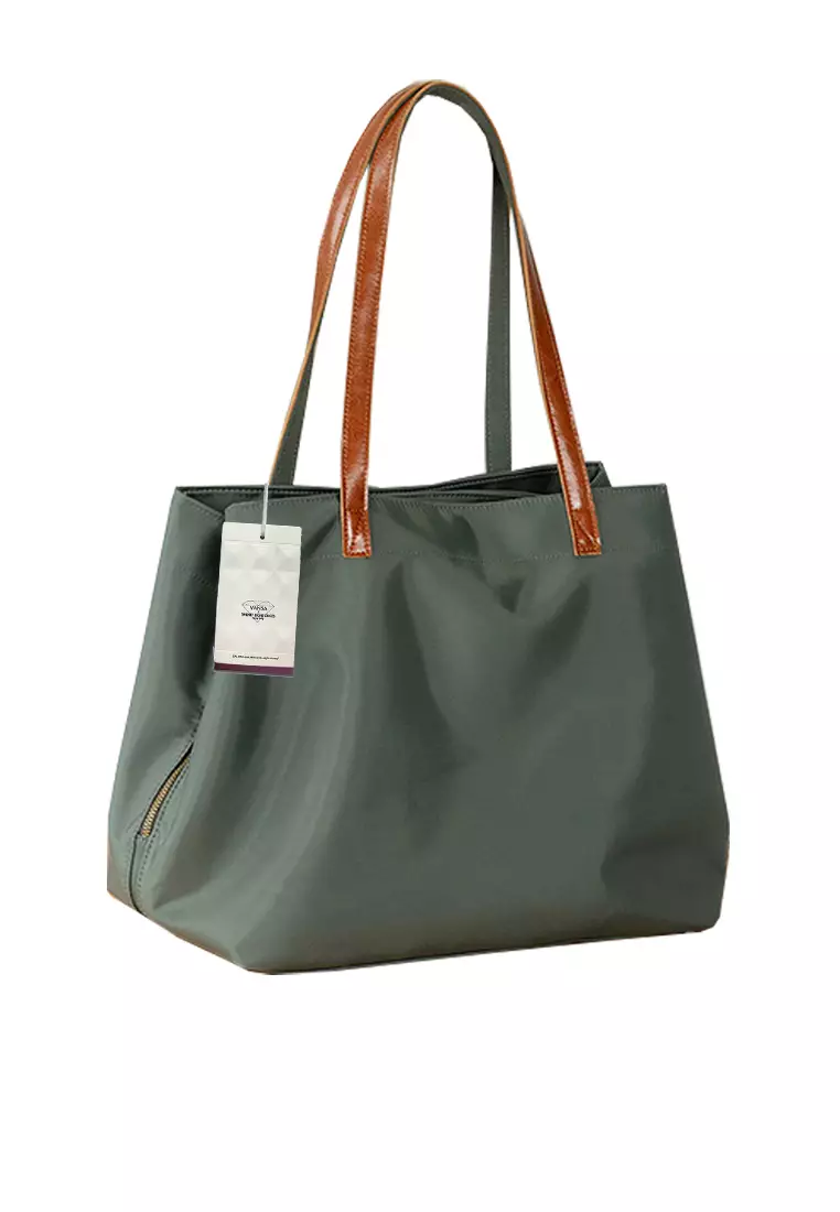 VANSA Fashionable Oxford And Cow Leather Tote Bag VBW-Tb-2017.L