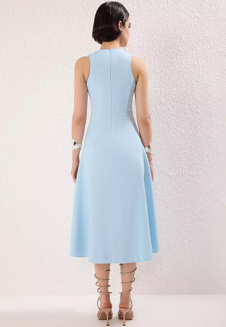 Blue A Line Evening Dress With Stone Accessories Night Homecoming Dress