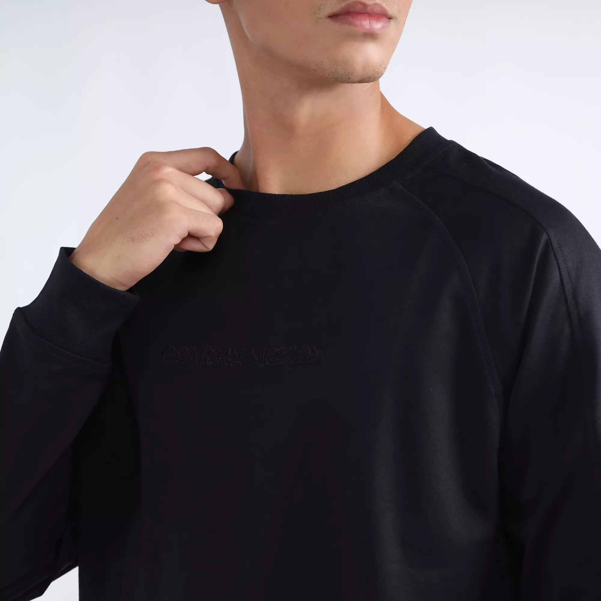 FACILITY by Larusso Work in Progress - Newton Acid Wash Crewneck - Black