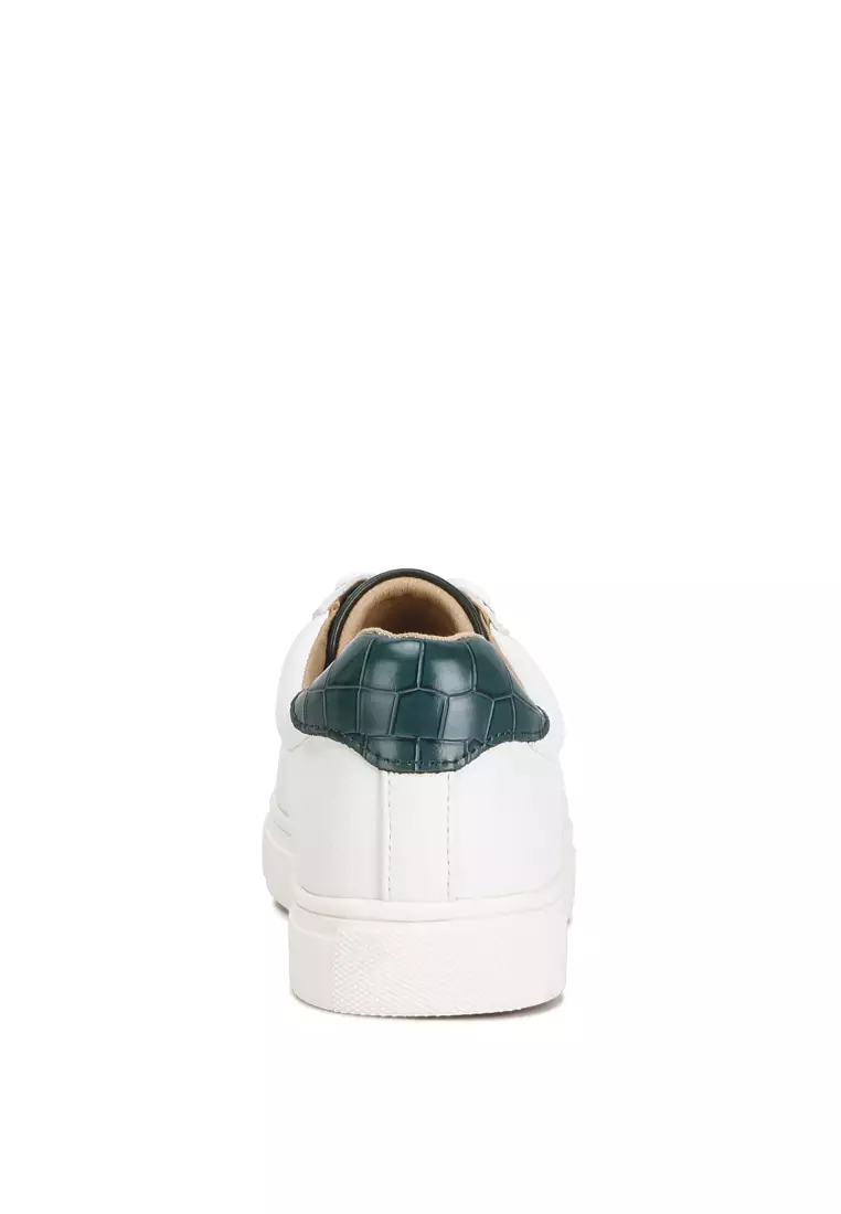 White sneakers with green on sale back