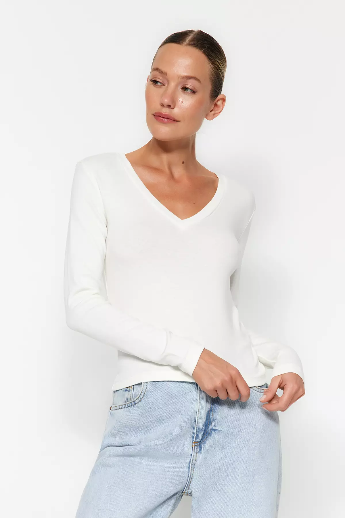 V-Neck Knitted Blouse
