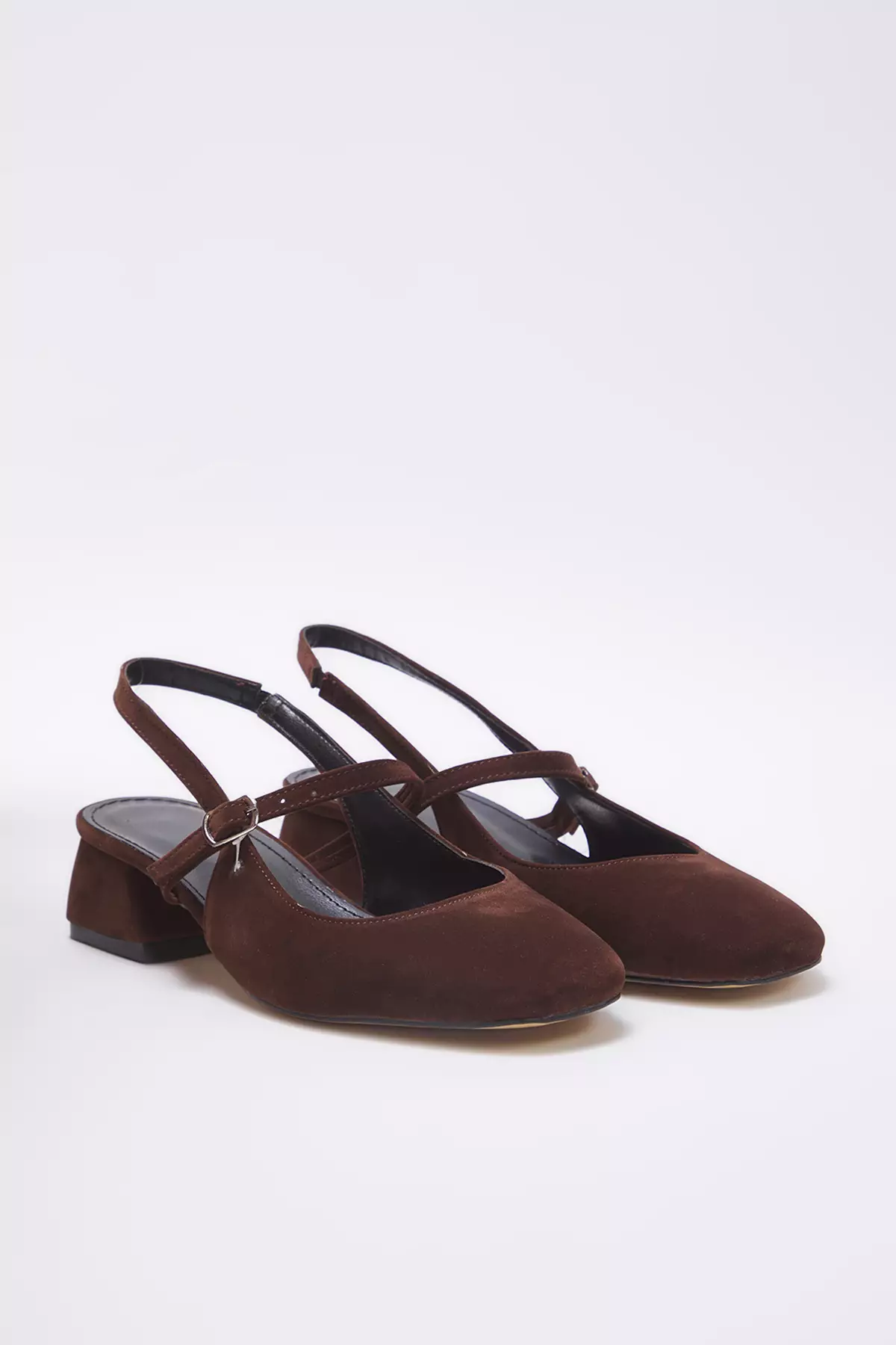 Dark Brown Suede Mary Jane Block Heel Sandals Takss25To00075