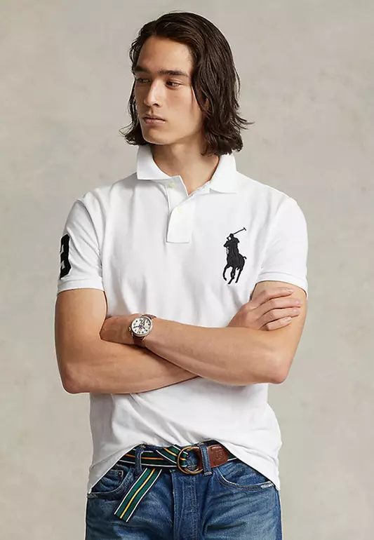 Custom Slim Fit Big Pony Mesh Polo Shirt