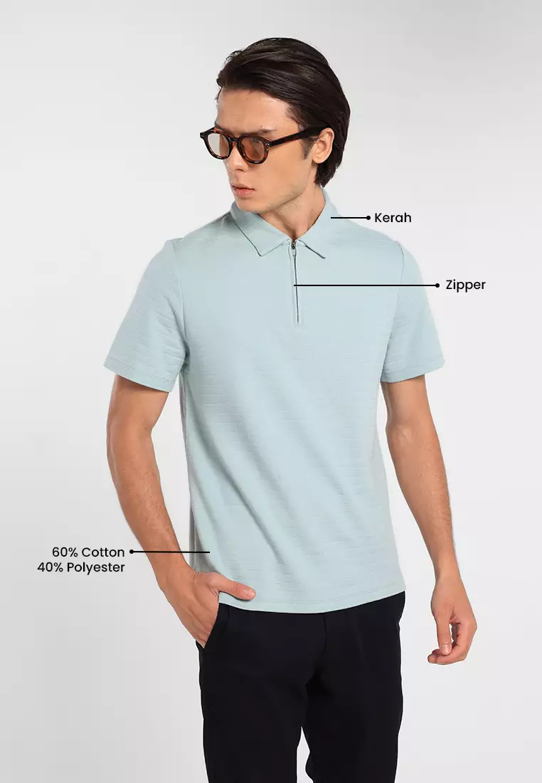 MANZONE - Kaos Polo Lengan Pendek Pria Grom 01 Slim Fit - Light Green Warna Green_Light