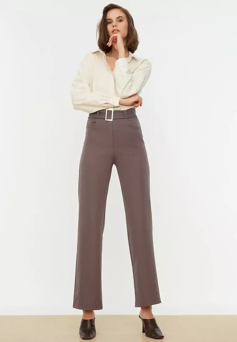 Belted Straight Cut Pants